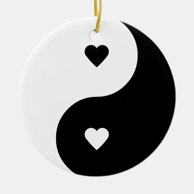 Rond En Céramique Ornement d'amour de Yin Yang (Devant)