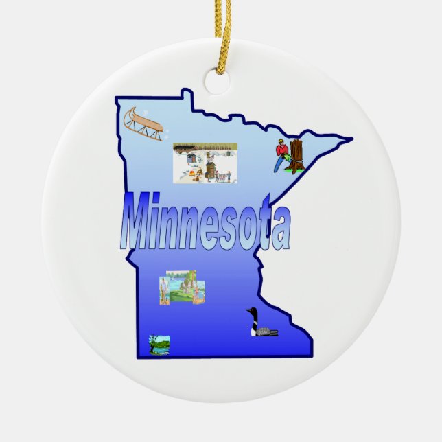 Rond En Céramique Ornement d'arbre de Noël du Minnesota (Devant)