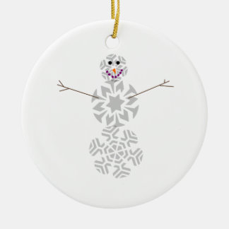 Rond En Céramique Ornement de bonhomme de neige de flocon de neige