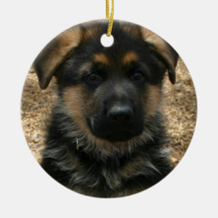 Rond En Céramique Ornement de chiot de berger
