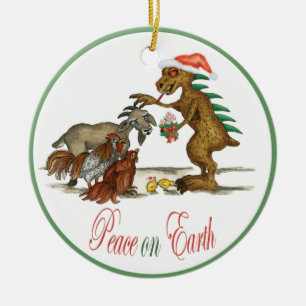 Rond En Céramique Ornement de Chupacabra et de chèvre