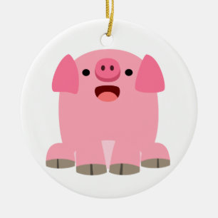 Rond En Céramique Ornement de cochon de dessin joli à l'encre