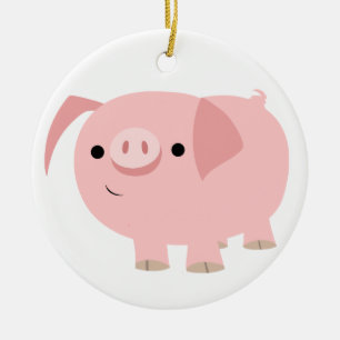 Rond En Céramique Ornement de cochon de dessin mignon