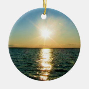 Rond En Céramique Ornement de coucher du soleil d'Île de Rhode