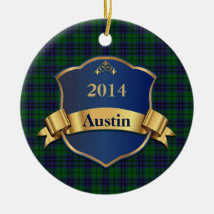 Rond En Céramique Ornement de coutume de plaid de tartan d'Austin