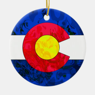 Rond En Céramique Ornement de DRAPEAU du COLORADO