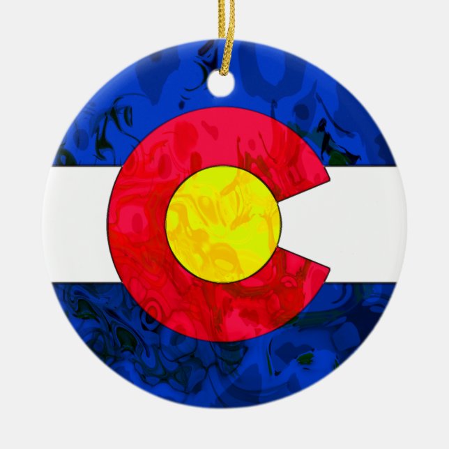Rond En Céramique Ornement de DRAPEAU du COLORADO (Devant)