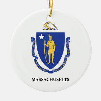 Rond En Céramique Ornement de drapeau du Massachusetts (mA)