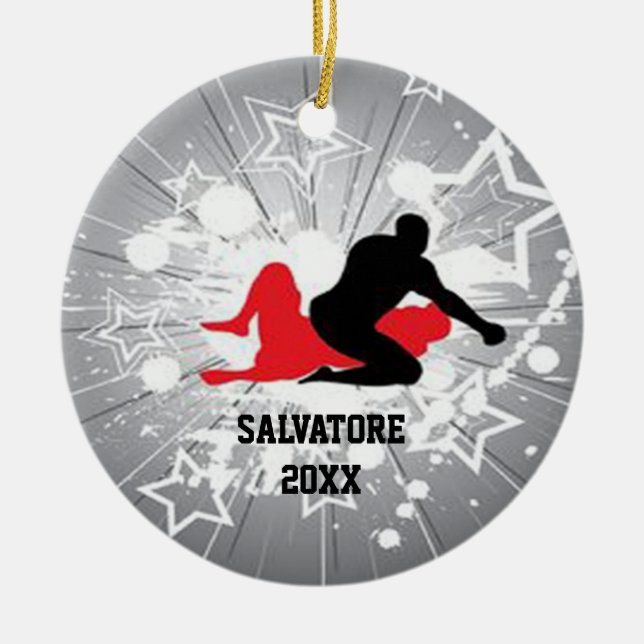 Rond En Céramique Ornement de explosion de Noël de lutteurs d'étoile (Devant)