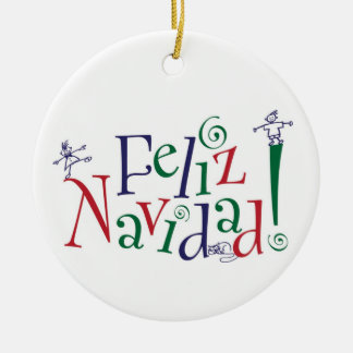 Rond En Céramique Ornement de Feliz Navidad