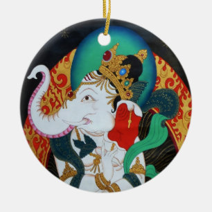 Rond En Céramique Ornement de Ganesh de danse