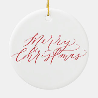 Rond En Céramique Ornement de Joyeux Noël - calligraphie rouge