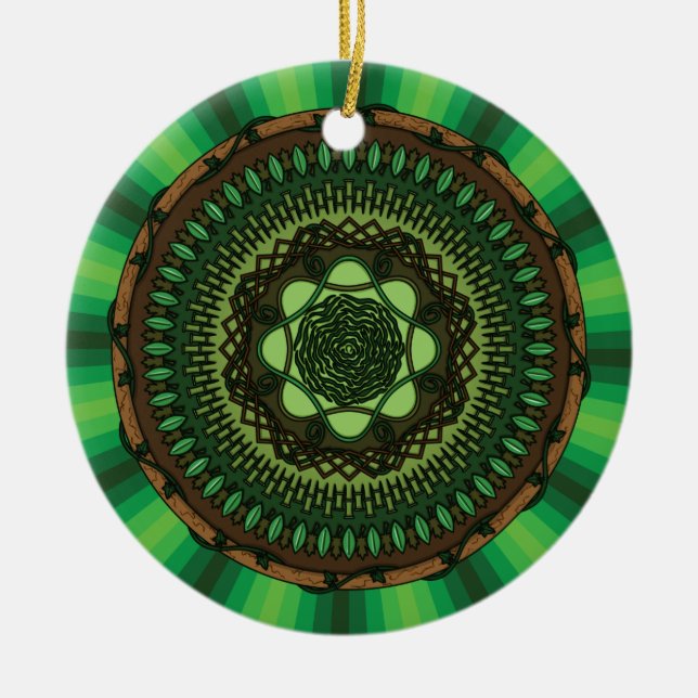Rond En Céramique Ornement de la Terre Mandala (Devant)
