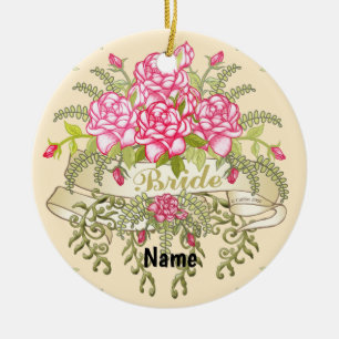 Rond En Céramique Ornement de mariée rose