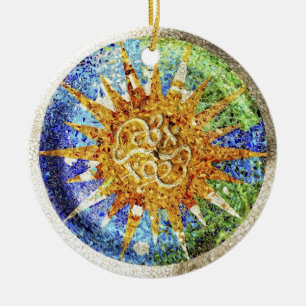 Rond En Céramique Ornement de mosaïques de Guell de parc