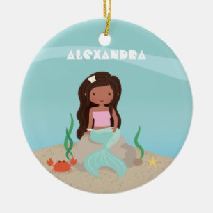 Rond En Céramique Ornement de petite fille américaine africaine Litt
