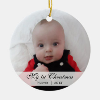 Rond En Céramique Ornement de photo de Noël de | du bébé premier