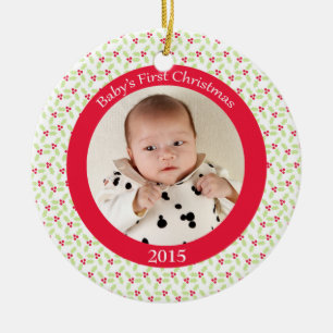 Rond En Céramique Ornement de photo de Noël du bébé de baie de ho