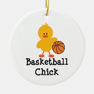 Rond En Céramique Ornement de poussin de basket-ball