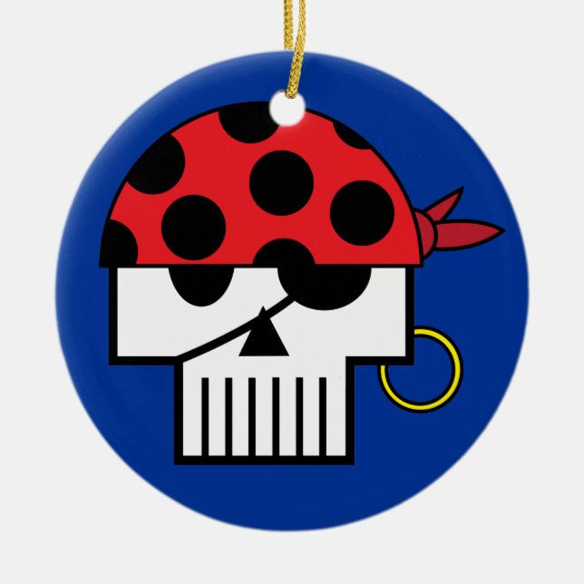 Rond En Céramique Ornement de Skulicon de pirate (Devant)