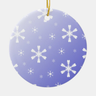 Rond En Céramique Ornement des flocons de neige bleus