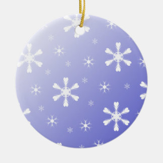 Rond En Céramique Ornement des flocons de neige bleus