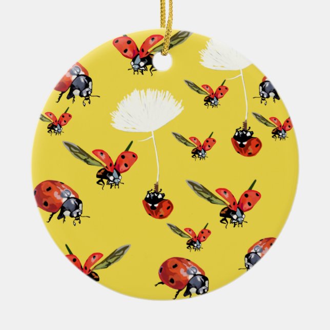 Rond En Céramique Ornement du cercle des Ladybirds (Devant)