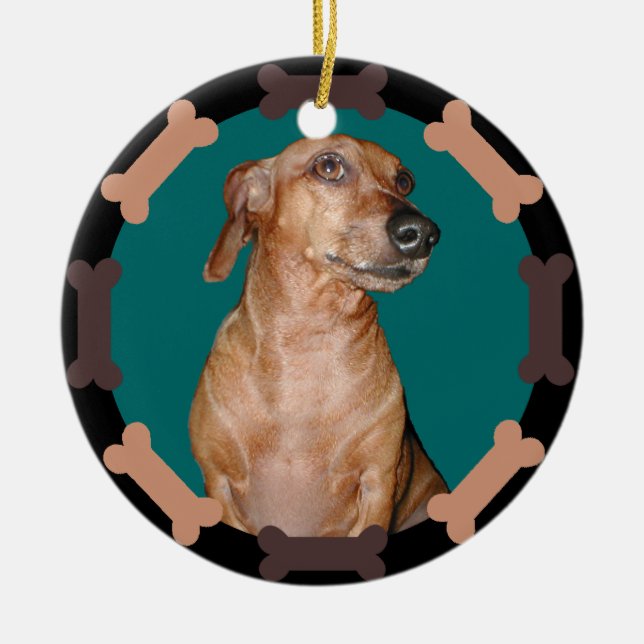 Rond En Céramique Ornement fait sur commande de photo de chien (Devant)