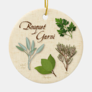 Rond En Céramique Ornement Herb Bouquet