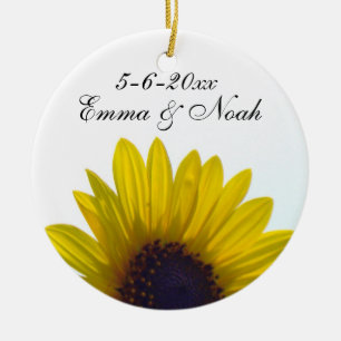 Rond En Céramique Ornement personnalisable de mariage de tournesol