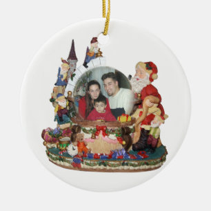 Rond En Céramique ornement photo du globe de neige père Noël