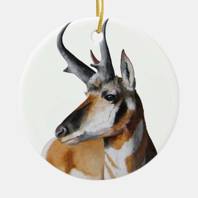Rond En Céramique Ornement principal de Noël d'antilope (Devant)