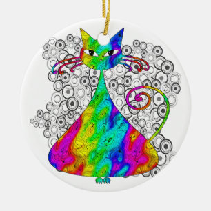 Rond En Céramique Ornement psychédélique Trippy de chat