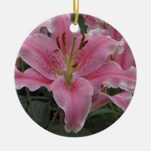 Rond En Céramique Ornement rose de lis