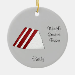 Rond En Céramique Ornement rouge de Noël de gâteau de velours