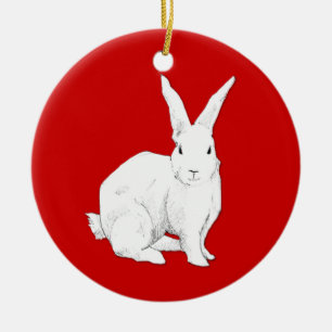Rond En Céramique Ornement rouge lapin