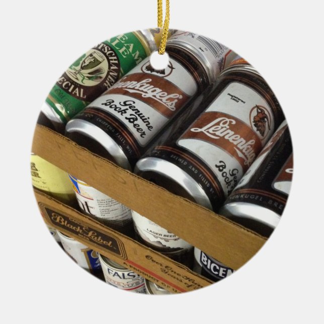 Rond En Céramique Ornement vintage de canette de bière (Devant)