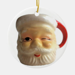 Rond En Céramique Ornement vintage de Noël de tasse de Père Noël