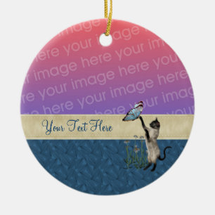 Rond En Céramique Papillon de chats siamois Votre joli ornement phot