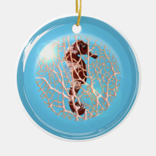 Rond En Céramique Seahose dans un ornement de bulle