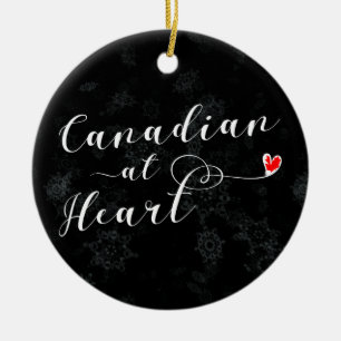 Rond En Céramique Un Canadien Au Coeur, Ornement Arbre De Noël