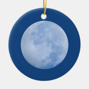 Rond En Céramique une fois dans un ornement d'ami de la lune bleue