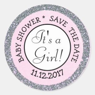 Rond Enregistrer la date, c'est un Sticker Baby shower