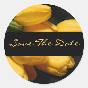 Rond Enregistrer la date Sticker Mariage de tulipe jaun