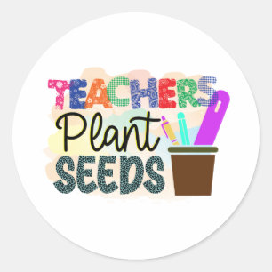 Rond Enseignants Plante Graines Colorful Round Sticker 