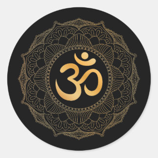 ROND ENVELOPE SEAL STICKER : GOLD MANDALA & OHM