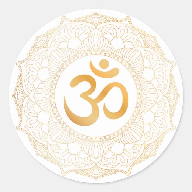 ROND ENVELOPE SEAL STICKER : GOLD MANDALA & OHM (Devant)