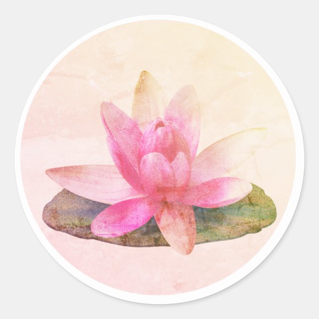 ROND ENVELOPE SEAL STICKER : PINK LOTUS (Devant)