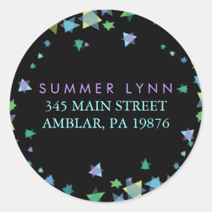 Rond ÉTOILES COLORÉES Barre Bat mitzvah Sticker lable