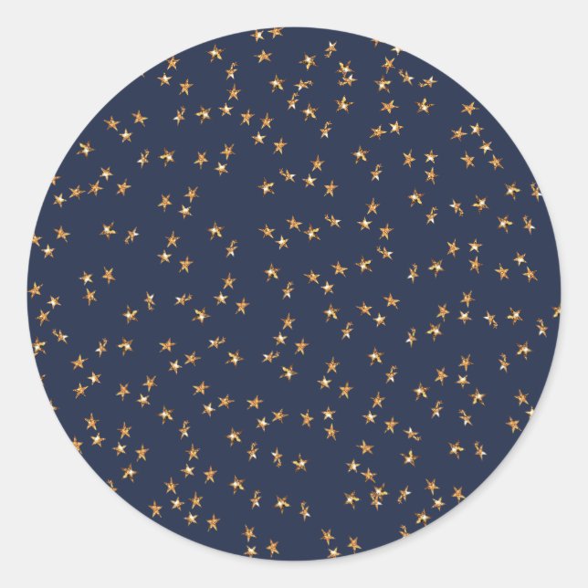 Rond Étoiles d'or Sticker Classic Bleu Midnight (Devant)